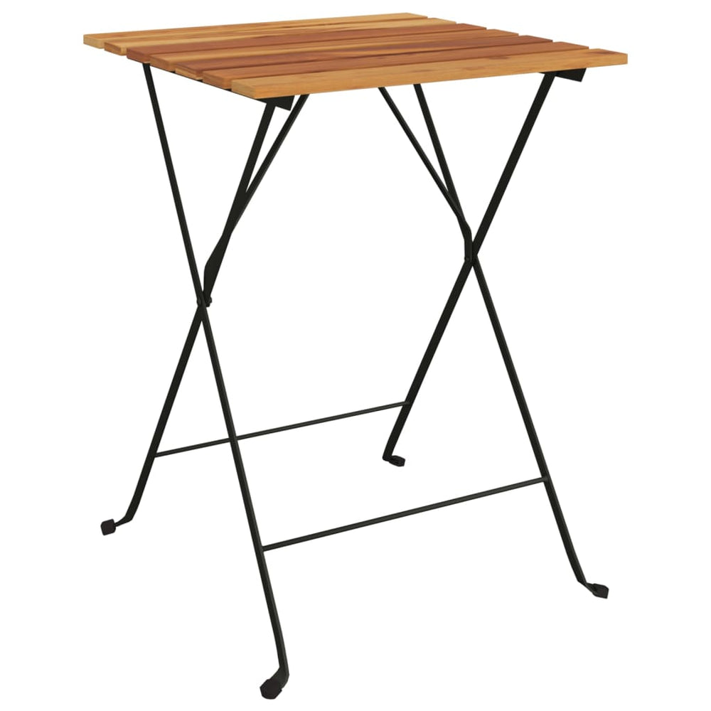 vidaXL Folding Bistro Table 55x54x71 cm Solid Teak Wood and Steel