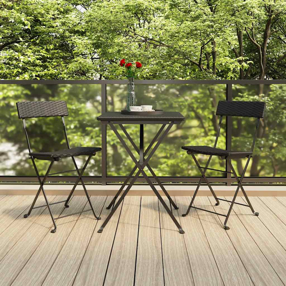 vidaXL 3-Piece Bistro Set Foldable Black Poly Rattan