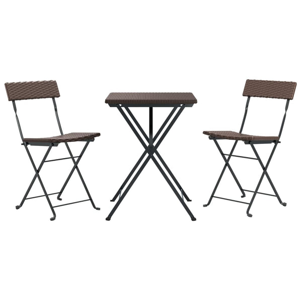vidaXL 3-Piece Bistro Set Foldable Brown Poly Rattan
