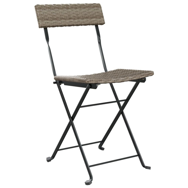 vidaXL 3-Piece Folding Bistro Set Grey Poly Rattan
