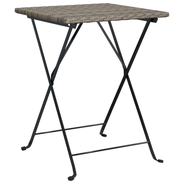 vidaXL 3-Piece Folding Bistro Set Grey Poly Rattan