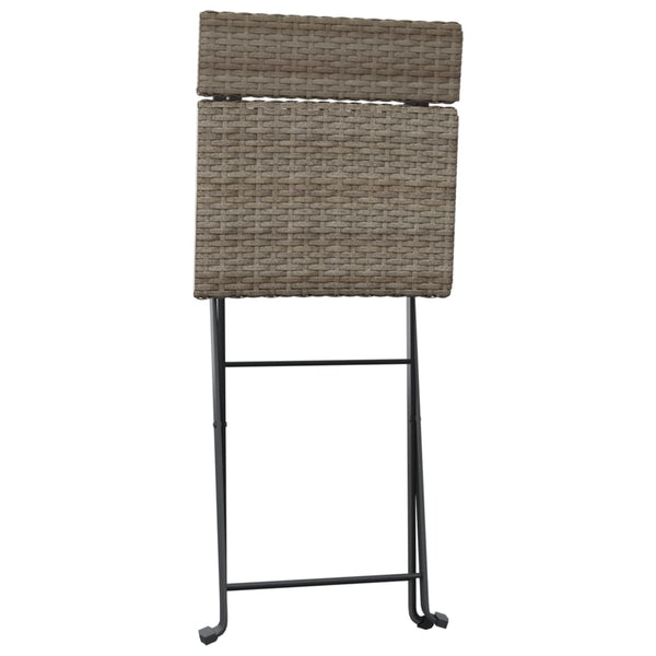 vidaXL 3-Piece Folding Bistro Set Grey Poly Rattan