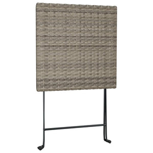vidaXL 3-Piece Folding Bistro Set Grey Poly Rattan