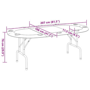vidaXL Foldable Poker Table 10 Player Blue 207x106x76 cm