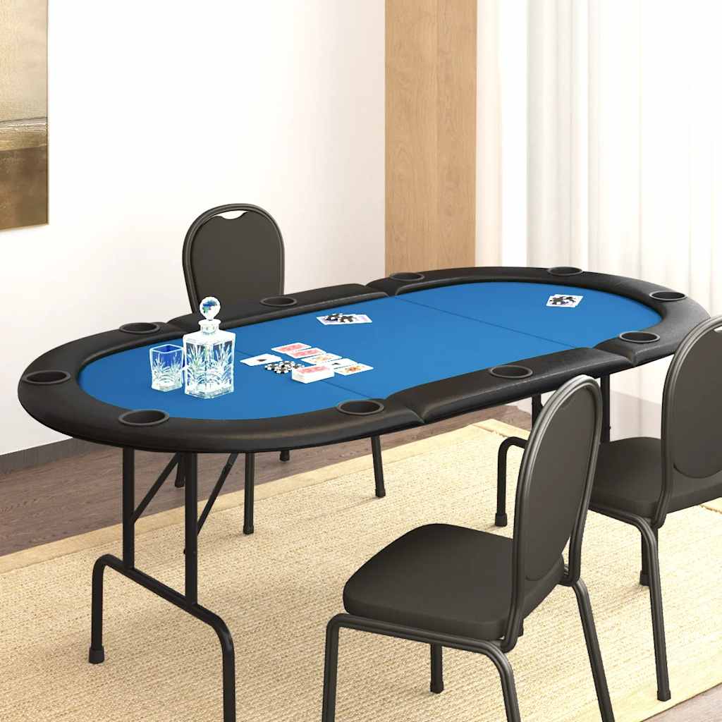 vidaXL Foldable Poker Table 10 Player Blue 207x106x76 cm