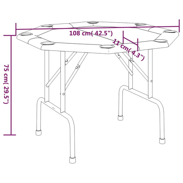 vidaXL Foldable Poker Table 8-Player Blue 108x108x75 cm