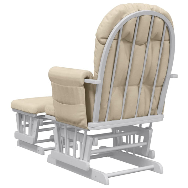 Schaukelsessel mit Hocker Cremeweiß