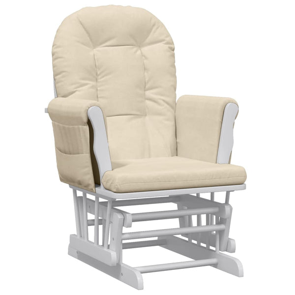 Schaukelsessel mit Hocker Cremeweiß