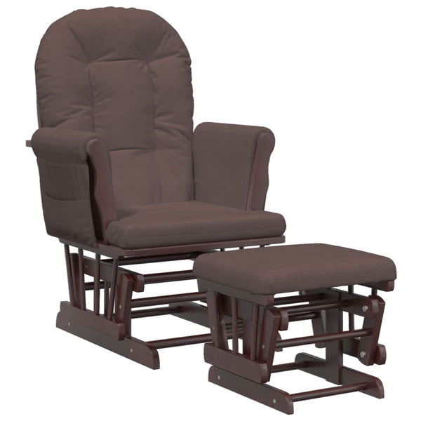 Schaukelsessel mit Hocker Braun Stoff