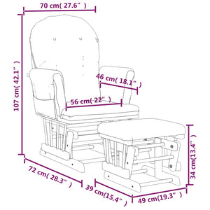 Schaukelsessel mit Hocker Braun Stoff