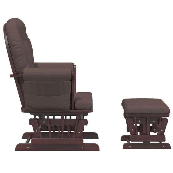 Schaukelsessel mit Hocker Braun Stoff