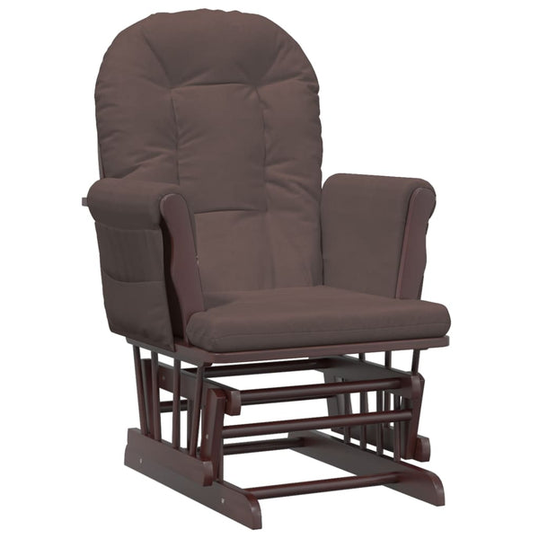Schaukelsessel mit Hocker Braun Stoff