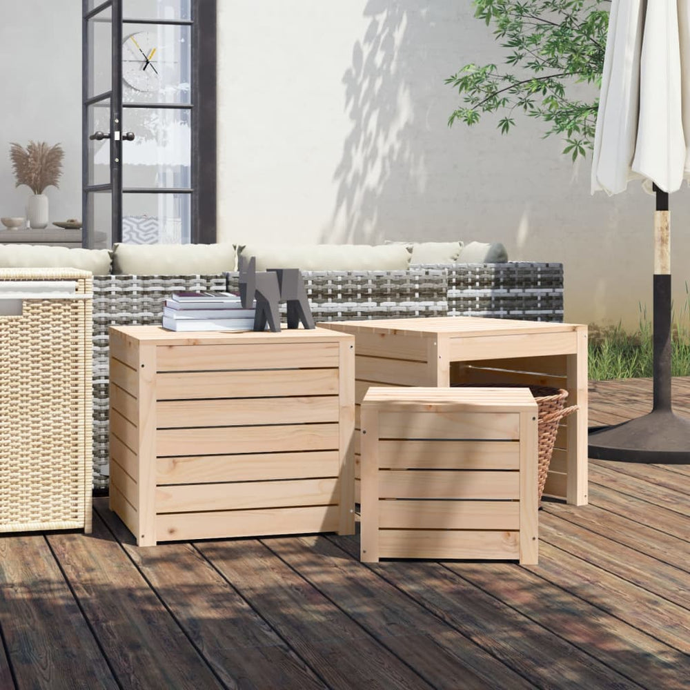 vidaXL 3-Piece Garden Storage Box Set Solid Pine Wood