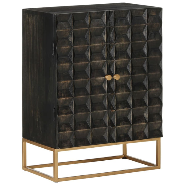 Schwarzes Sideboard Mango Massivholz 55x75 cm