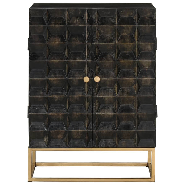 Schwarzes Sideboard Mango Massivholz 55x75 cm