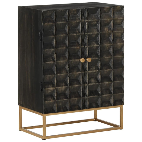 Schwarzes Sideboard Mango Massivholz 55x75 cm