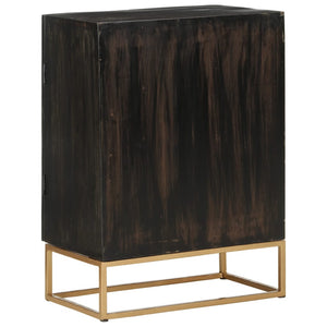 Schwarzes Sideboard Mango Massivholz 55x75 cm