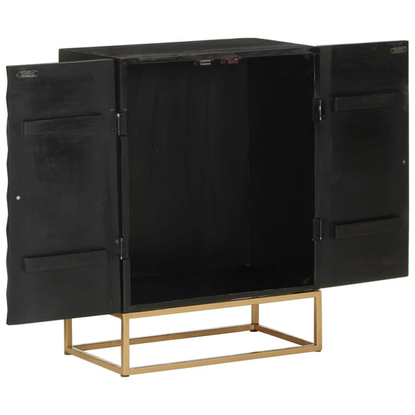 Schwarzes Sideboard Mango Massivholz 55x75 cm