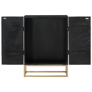 Schwarzes Sideboard Mango Massivholz 55x75 cm