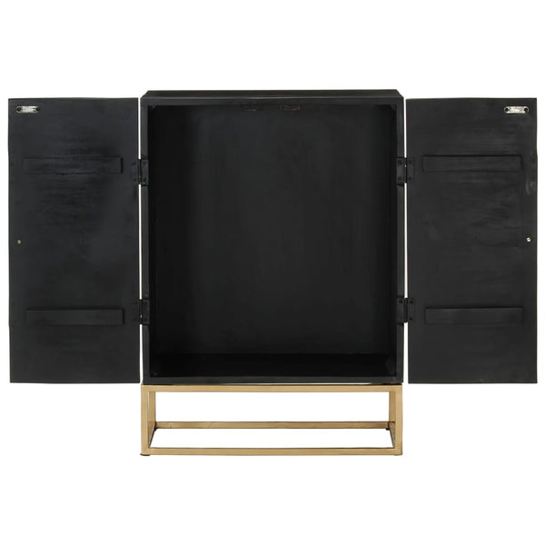 Schwarzes Sideboard Mango Massivholz 55x75 cm