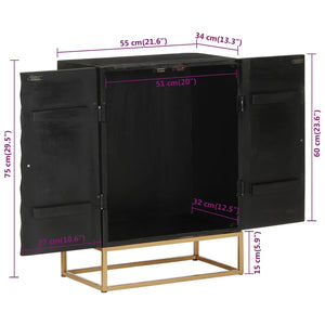 Schwarzes Sideboard Mango Massivholz 55x75 cm