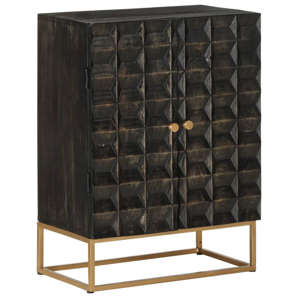 Schwarzes Sideboard Mango Massivholz 55x75 cm