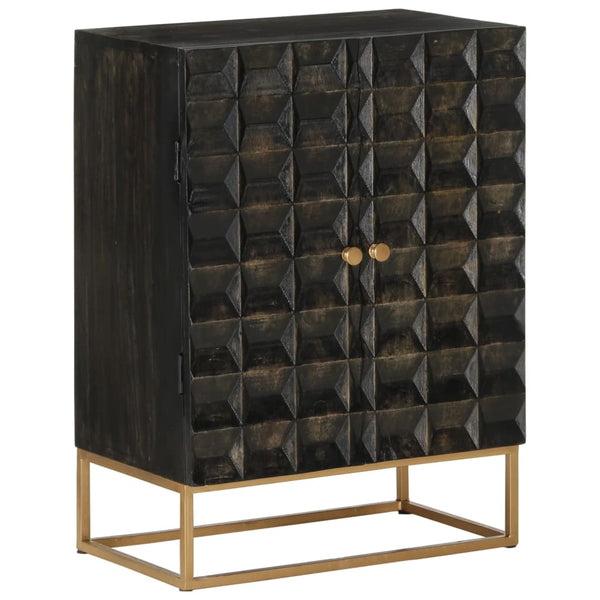 Schwarzes Sideboard Mango Massivholz 55x75 cm