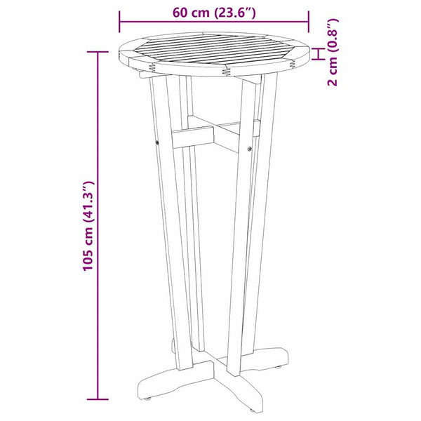 vidaXL Garden Bar Table Ø60x105 cm Solid Acacia Wood