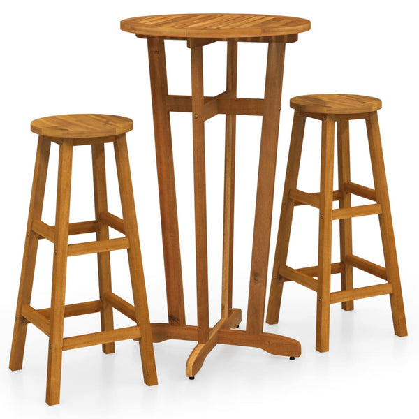 vidaXL 3-Piece Bar Set Solid Acacia Wood