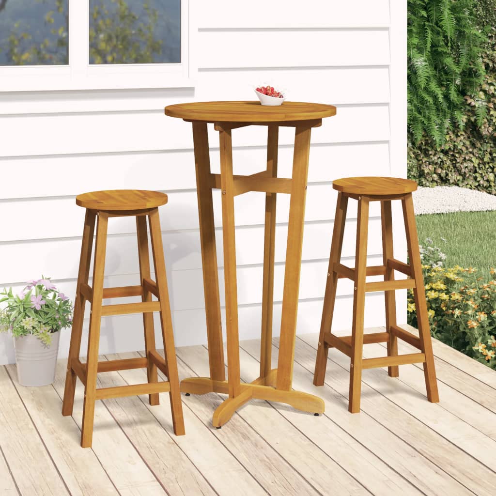 vidaXL 3-Piece Bar Set Solid Acacia Wood