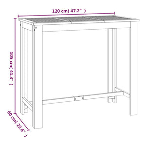 vidaXL Garden Bar Table 120x60x105 cm Solid Acacia Wood