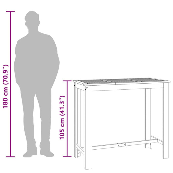 vidaXL Garden Bar Table 120x60x105 cm Solid Acacia Wood