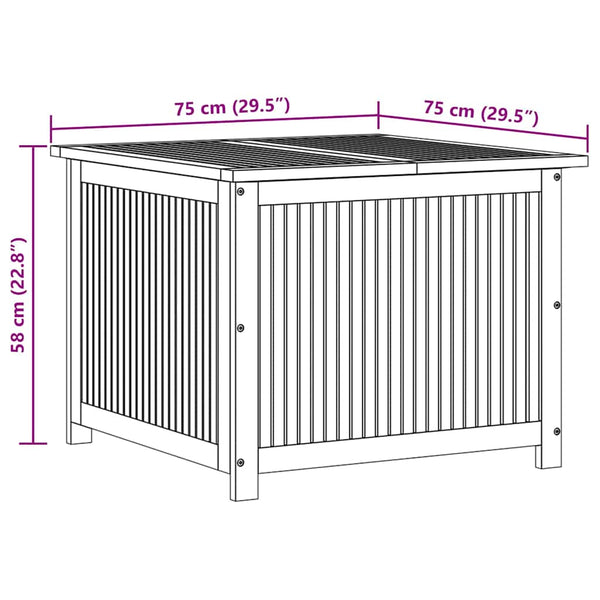 vidaXL Garden Storage Box 75x75x58 cm Solid Acacia Wood