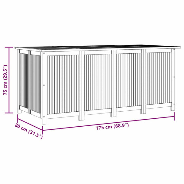 vidaXL Garden Storage Box 175x80x75 cm Solid Acacia Wood