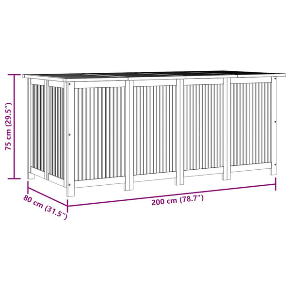 vidaXL Garden Storage Box 200x80x75 cm Solid Acacia Wood