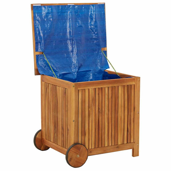 vidaXL Garden Storage Box with Wheels 60x50x58 cm Solid Acacia Wood