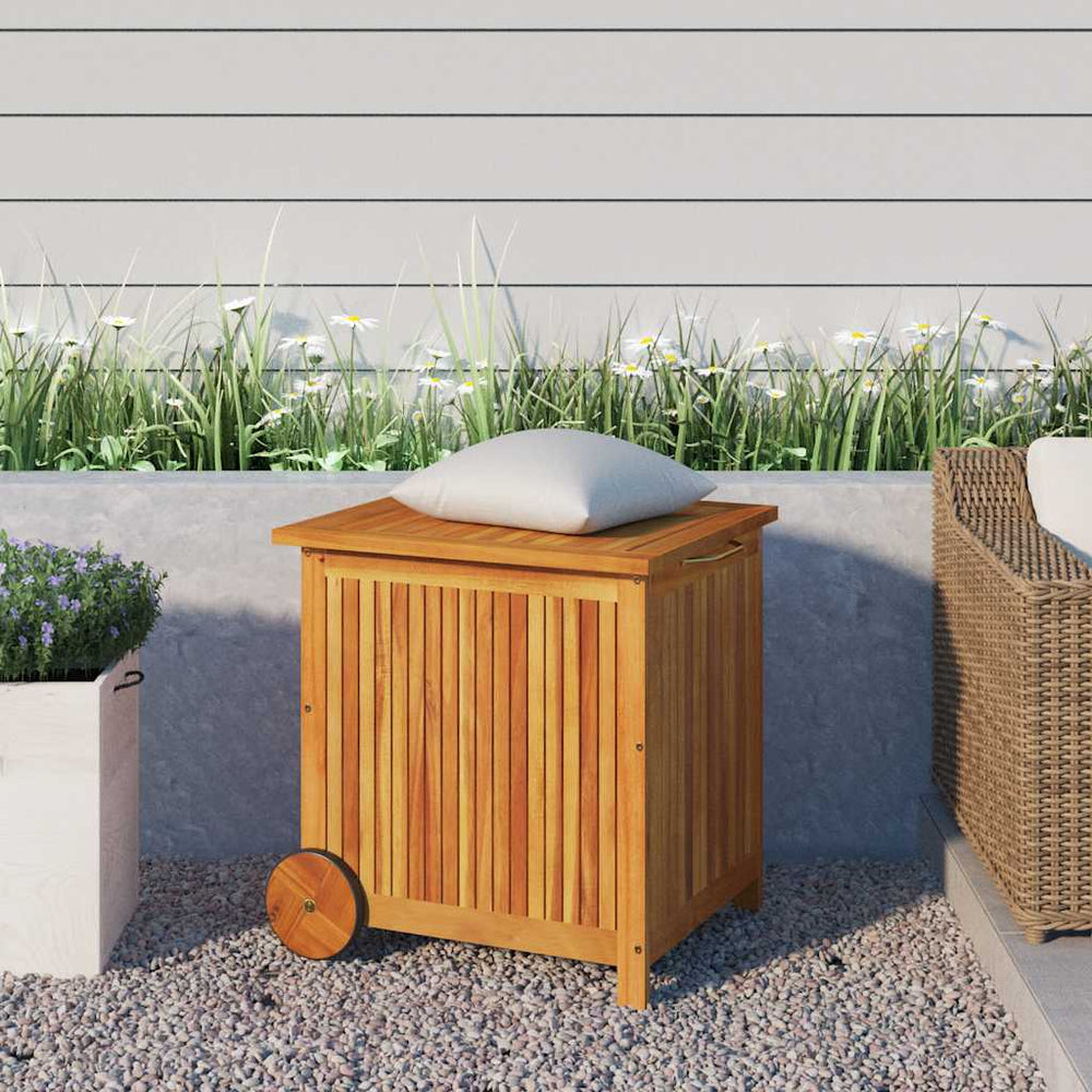 vidaXL Garden Storage Box with Wheels 60x50x58 cm Solid Acacia Wood