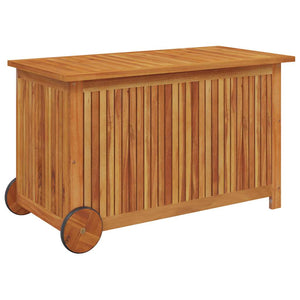 vidaXL Garden Storage Box with Wheels 90x50x58 cm Solid Acacia Wood
