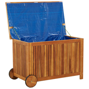 vidaXL Garden Storage Box with Wheels 90x50x58 cm Solid Acacia Wood