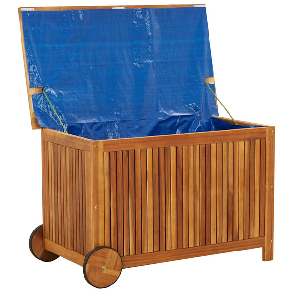 vidaXL Garden Storage Box with Wheels 90x50x58 cm Solid Acacia Wood