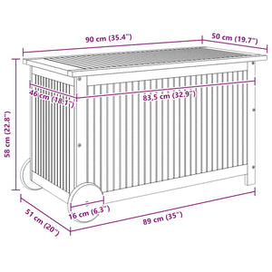 vidaXL Garden Storage Box with Wheels 90x50x58 cm Solid Acacia Wood