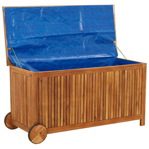 vidaXL Garden Storage Box with Wheels 113x50x58 cm Solid Acacia Wood