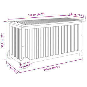 vidaXL Garden Storage Box with Wheels 113x50x58 cm Solid Acacia Wood
