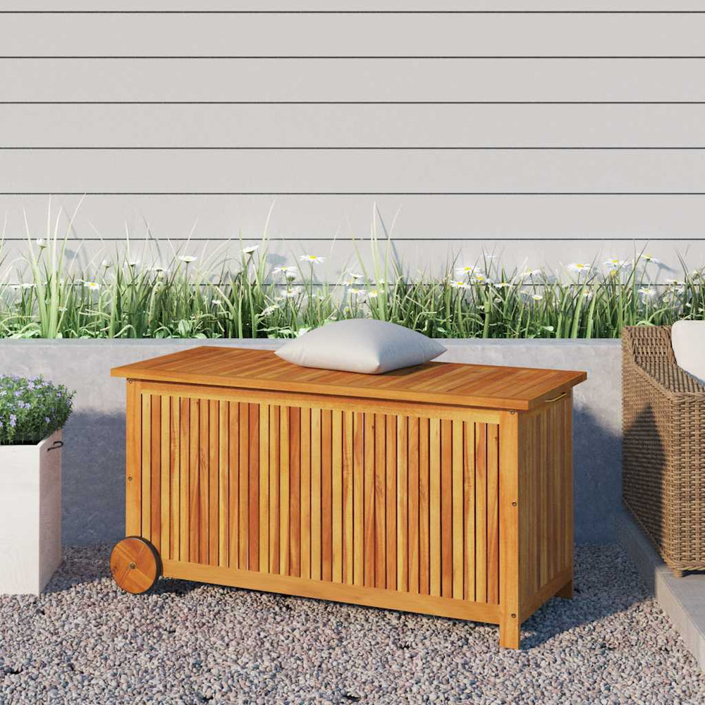 vidaXL Garden Storage Box with Wheels 113x50x58 cm Solid Acacia Wood