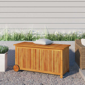 vidaXL Garden Storage Box with Wheels 113x50x58 cm Solid Acacia Wood