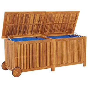 vidaXL Garden Storage Box with Wheels 150x50x58 cm Solid Acacia Wood