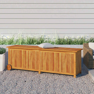 vidaXL Garden Storage Box with Wheels 150x50x58 cm Solid Acacia Wood