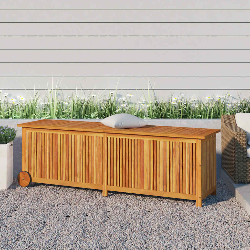 vidaXL Garden Storage Box with Wheels 150x50x58 cm Solid Acacia Wood