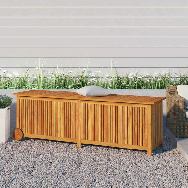 vidaXL Garden Storage Box with Wheels 150x50x58 cm Solid Acacia Wood