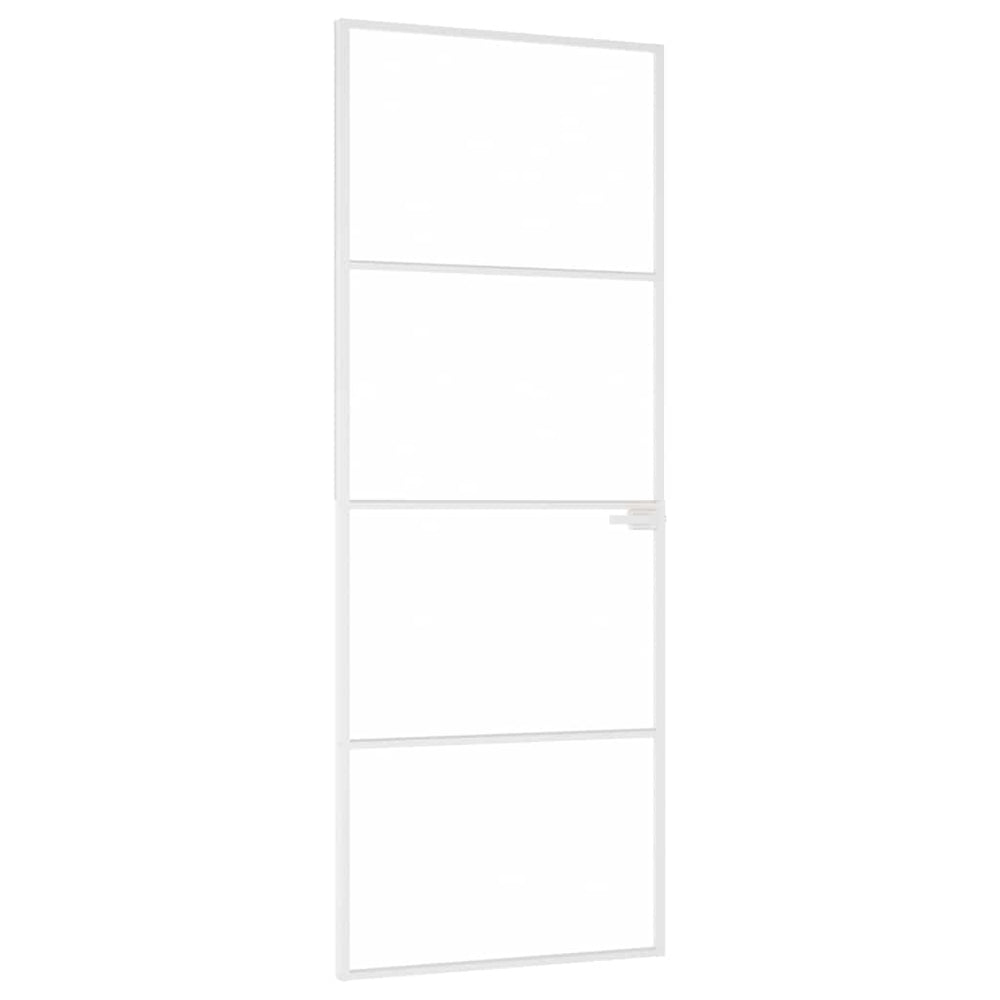 vidaXL Interior Door White 76x201.5 cm Tempered Glass & Aluminum Slim